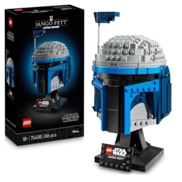 LEGO Star Wars 75408 Jango Fett Helm - Mandalorian Bauset für Erwachsene - Modell mit Ständer, Namensschild und Verstellbarer Antenne - Geschenk für Fans von Angriff der Klonkrieger - 1