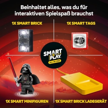 LEGO Star Wars 75421 SMART Play: Darth Vaders TIE Fighter - Interaktives All-in-1 Spielset mit SMART Brick, Tag, Minifigur & Ladegerät - Geschenk für Jungen, Mädchen ab 8 Jahren und Erwachsene Fans - 3