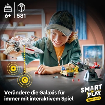 LEGO Star Wars 75423 SMART Play: Lukes Rot Fünf X-Wing - Interaktives All-in-1 Spielset mit SMART Brick, 5 Tags, 2 Minifiguren & Ladegerät - Geschenk für Jungen, Mädchen ab 6 Jahren und Erwachsene - 2