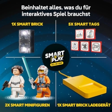 LEGO Star Wars 75423 SMART Play: Lukes Rot Fünf X-Wing - Interaktives All-in-1 Spielset mit SMART Brick, 5 Tags, 2 Minifiguren & Ladegerät - Geschenk für Jungen, Mädchen ab 6 Jahren und Erwachsene - 3