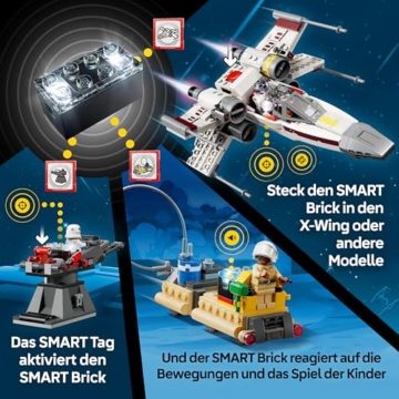 LEGO Star Wars 75423 SMART Play: Lukes Rot Fünf X-Wing - Interaktives All-in-1 Spielset mit SMART Brick, 5 Tags, 2 Minifiguren & Ladegerät - Geschenk für Jungen, Mädchen ab 6 Jahren und Erwachsene - 4