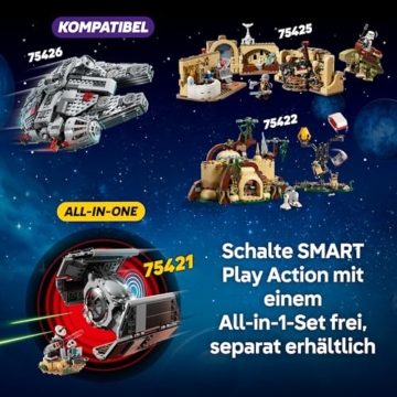 LEGO Star Wars 75426 SMART Play: Millennium Falke Modell - Kompatibles Interaktives Spielzeug inkl. 4 SMART Tags und 4 Minifiguren - Geschenkidee für Jungen und Mädchen ab 9 Jahren und erwachsene Fans - 7
