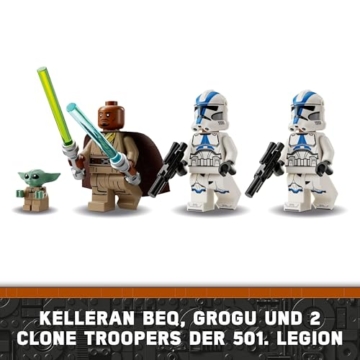 LEGO Star Wars Flucht mit dem BARC Speeder, The Mandalorian Set, Spielzeug-Bike mit Seitenwagen, enthält die Figuren Kelleran Beq und Grogu, Geschenk für Jungen und Mädchen ab 8 Jahren 75378 - 4