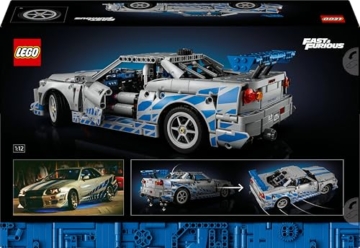 LEGO Technic 2 Fast 2 Furious Nissan Skyline GT-R (R34) Flitzer - Automodell für Erwachsene - mit Driftfunktion, Lenkung, Federung und 6-Zylinder-Motor - Sammlergeschenk für Fans - 42210 - 11