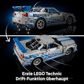 LEGO Technic 2 Fast 2 Furious Nissan Skyline GT-R (R34) Flitzer - Automodell für Erwachsene - mit Driftfunktion, Lenkung, Federung und 6-Zylinder-Motor - Sammlergeschenk für Fans - 42210 - 3