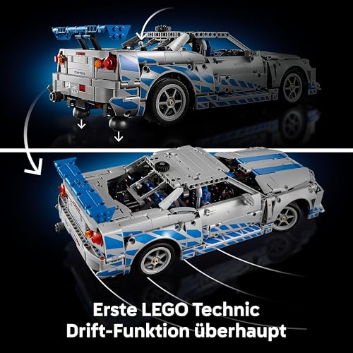 LEGO Technic 2 Fast 2 Furious Nissan Skyline GT-R (R34) Flitzer - Automodell für Erwachsene - mit Driftfunktion, Lenkung, Federung und 6-Zylinder-Motor - Sammlergeschenk für Fans - 42210 - 3