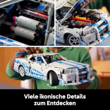 LEGO Technic 2 Fast 2 Furious Nissan Skyline GT-R (R34) Flitzer - Automodell für Erwachsene - mit Driftfunktion, Lenkung, Federung und 6-Zylinder-Motor - Sammlergeschenk für Fans - 42210 - 4