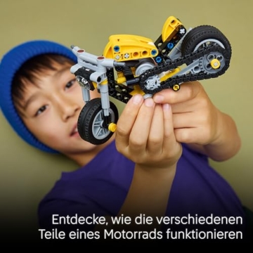LEGO Technic Gelbes Motorrad - Spielzeug Fahrzeug Modellbau mit 3-Zylinder-Motor - STEM Geburtstagsgeschenk für Jungen ab 7 Jahren & Technik-Fans - 42225 - 5