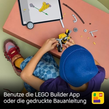 LEGO Technic Gelbes Motorrad - Spielzeug Fahrzeug Modellbau mit 3-Zylinder-Motor - STEM Geburtstagsgeschenk für Jungen ab 7 Jahren & Technik-Fans - 42225 - 6