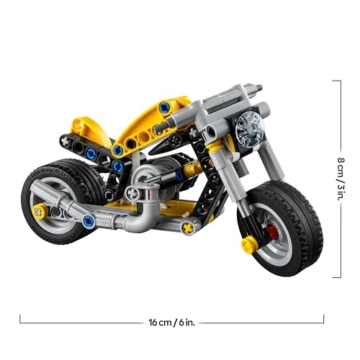 LEGO Technic Gelbes Motorrad - Spielzeug Fahrzeug Modellbau mit 3-Zylinder-Motor - STEM Geburtstagsgeschenk für Jungen ab 7 Jahren & Technik-Fans - 42225 - 8