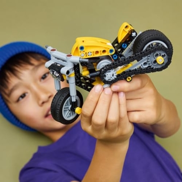 LEGO Technic Gelbes Motorrad - Spielzeug Fahrzeug Modellbau mit 3-Zylinder-Motor - STEM Geburtstagsgeschenk für Jungen ab 7 Jahren & Technik-Fans - 42225 - 9