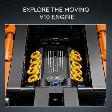 Lego Technic Lamborghini Huracán Tecnica Orange Spielzeugautos – Bauspielzeug für Kinder, Jungen & Mädchen ab 9 Jahren – Lamborghini Spielzeugauto mit V10 Motor & Lenkung 42196 - 3
