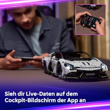 LEGO Technic Lamborghini Revuelto Supersportwagen Spielzeug – ferngesteuertes Automodell mit Lichtfunktionen, Lenkung und wiederaufladbarem Akku-Hub – Geschenk für Jungen ab 10 Jahren – 42214 - 5