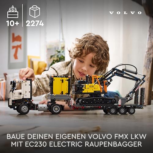 LEGO Technic Volvo FMX LKW mit EC230 Electric Raupenbagger, Kinderspielzeug, Geschenkset für Jungen und Mädchen ab 10 Jahren, Spielzeug Baufahrzeuge, Bagger-Spielzeugset 42175 - 2