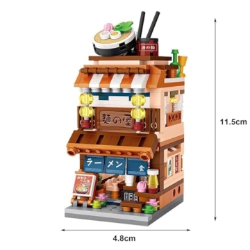 linlinfa Modular Haus Bausteine, Japanisches Ramen-Shop, Modular Building, 412 Teile Klemmbausteine Kompatibel mit… - 2