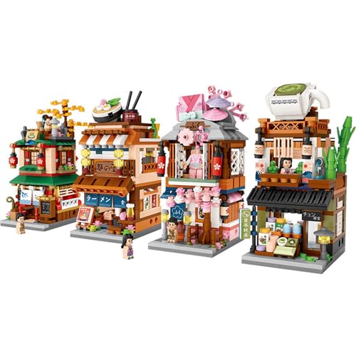 linlinfa Modular Haus Bausteine, Japanisches Ramen-Shop, Modular Building, 412 Teile Klemmbausteine Kompatibel mit… - 3