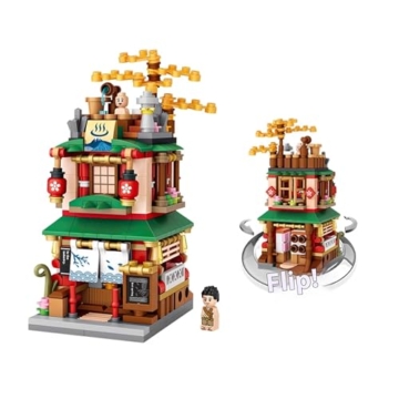 linlinfa Modular Haus Bausteine, Japanisches Ramen-Shop, Modular Building, 412 Teile Klemmbausteine Kompatibel mit… - 4