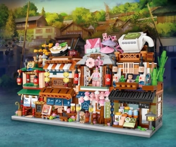 linlinfa Modular Haus Bausteine, Japanisches Ramen-Shop, Modular Building, 412 Teile Klemmbausteine Kompatibel mit… - 8