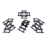 Lonestar Klemmbausteine, City Paket Schienen Zusatz, 3 Kreuzungen, 1 Prellbock, Erweiterung Eisenbahnwelt, graues Schienenset, kompatibel mit Anderen Systemen, Robustes Zubehör für Baulandschaften