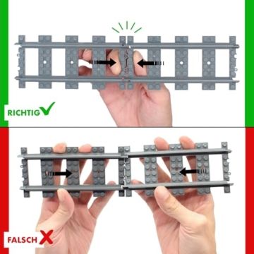 LONESTAR Klemmbausteine Schienenkreis XL, City Schienen Set mit Zubehör, kompatibel mit Klemmbausteinen, großer Eisenbahnkreis mit Bahnübergang, Prellbock und Deko für Kinder und Erwachsene