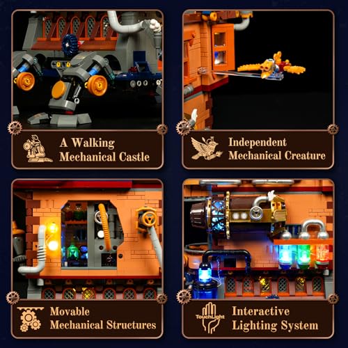 Lumibricks Alchemistisches Bewegliches Schloss LED-Bauset – 2690 Teile Steampunk-Fantasiemodell mit magischem blauen Licht und beweglichem Zahnradmechanismus, geeignet für Erwachsene und Jugendliche - 3