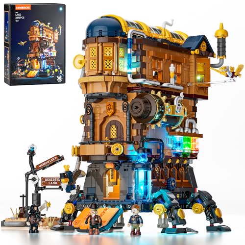 Lumibricks Alchemistisches Bewegliches Schloss LED-Bauset – 2690 Teile Steampunk-Fantasiemodell mit magischem blauen Licht und beweglichem Zahnradmechanismus, geeignet für Erwachsene und Jugendliche - 1