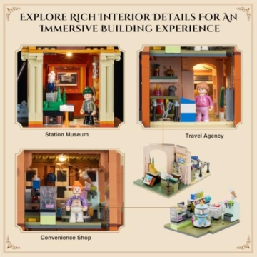 LUMIBRICKS Bahnhof Klemmbausteine mit Beleuchtung, 4355 Teile, viktorianischer Bahnhof als Modell, großes Gebäude-Set für Erwachsene, 20 LED-Lichtpunkte, Architektur-Geschenk - 6