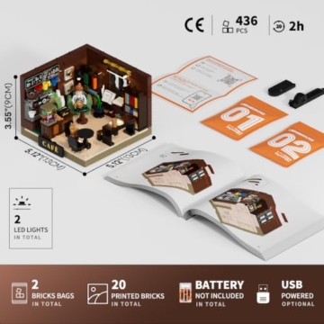 Lumibricks Book-Café Beleuchtetes Klemmbaustein-Set - 5