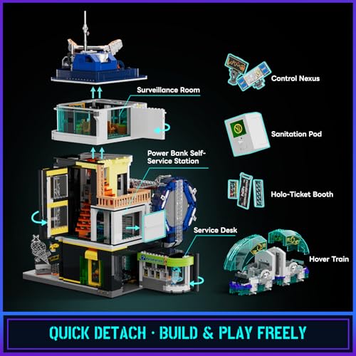 Lumibricks Cyberpunk Schwebebahn-Station 🚉 L9098 modulares Gebüude