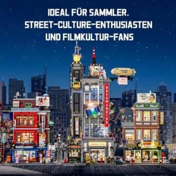 Lumibricks Film Studio Tower Bauset, 3891 Teile beleuchtetes modulares Stadtgebäude für Erwachsene 16+, Filmstudio Turm mit 8 Minifiguren, funktionierendem Aufzug, Dachstudio und Licht-Display - 9