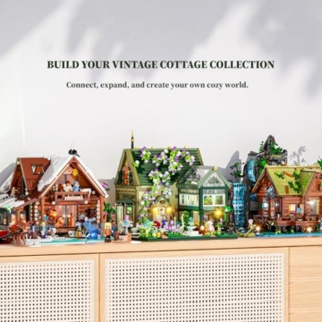 Lumibricks Klemmbausteine Gartenhaus mit Beleuchtung, 2787 Teile Retro Gartenhütte Bauset für Erwachsene, Haus Modellbausatz für Architektur- und Hütten-Liebhaber - 9