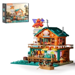 LUMIBRICKS Küsten-Seafood-Restaurant Beleuchtetes Klemmbaustein-Set, 2484 Teile Retro-Strandrestaurant mit LED-Lichtern, Modularer Hafen-Diner mit Öffnender Struktur & Meeresdetails - 1