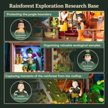 Lumibricks Misty Forest Cabin beleuchtetes Klemmbaustein-Set, 2867 Teile, Tropische Regenwald-Pfahlhütte mit verstecktem Nebelmodul und Glühwürmchen-Beleuchtung, Ausstellungsmodell für Erwachsene - 5