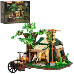 Lumibricks Mittelalterliches Herbal Healing Camp Beleuchtetes Bausteinset, 500 Teile, modulares Lager mit abnehmbarem Dach und Rettungswagen, Baukasten für Erwachsene und Jugendliche - 1