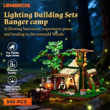 Lumibricks Mittelalterliches Herbal Healing Camp Beleuchtetes Bausteinset, 500 Teile, modulares Lager mit abnehmbarem Dach und Rettungswagen, Baukasten für Erwachsene und Jugendliche - 5