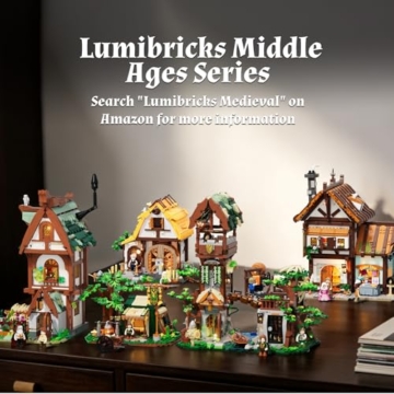 Lumibricks Mittelalterliches Herbal Healing Camp Beleuchtetes Bausteinset, 500 Teile, modulares Lager mit abnehmbarem Dach und Rettungswagen, Baukasten für Erwachsene und Jugendliche - 7