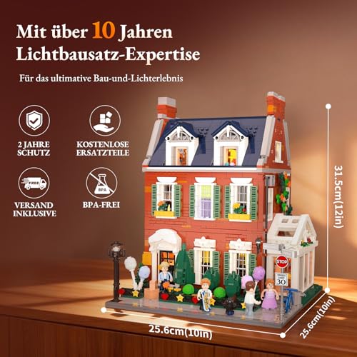 Lumibricks Rotes Backstein-Reihenhaus Set 15009 Maße