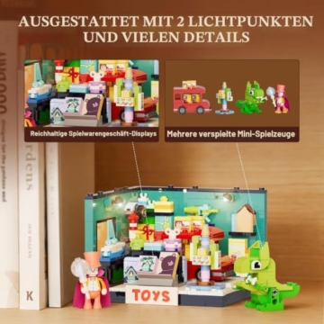 Lumibricks Spielwarenladen mit LED-Beleuchtung, Mini-Modulargebäude zum Bauen für Erwachsene, kreatives Modellbau-Set zum Sammeln und Ausstellen, Dekoration für Schreibtisch und Zuhause, Geschenk für - 4