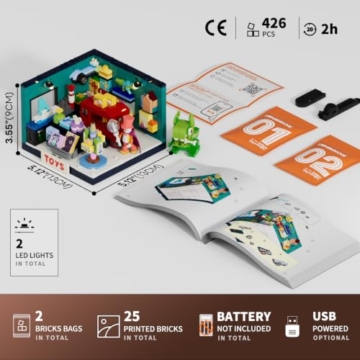Lumibricks Spielwarenladen mit LED-Beleuchtung, Mini-Modulargebäude zum Bauen für Erwachsene, kreatives Modellbau-Set zum Sammeln und Ausstellen, Dekoration für Schreibtisch und Zuhause, Geschenk für - 6