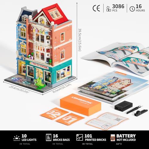 Lumibricks Spielzeugladen „The Toy Station“ (Set L9100) Maße und Anleitung