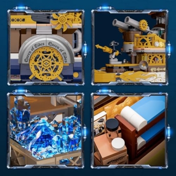 LUMIBRICKS Steampunk-Dampfschiff Beleuchtetes Bauset – 1792-teiliges Schiffmodell mit Dynamischer LED-Beleuchtung und Modularer Schnellverschluss-Struktur, Ideal für Baustein-Enthusiasten zur Sammlung - 3