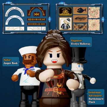 LUMIBRICKS Steampunk-Dampfschiff Beleuchtetes Bauset – 1792-teiliges Schiffmodell mit Dynamischer LED-Beleuchtung und Modularer Schnellverschluss-Struktur, Ideal für Baustein-Enthusiasten zur Sammlung - 7