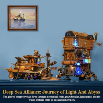 LUMIBRICKS Steampunk-Dampfschiff Beleuchtetes Bauset – 1792-teiliges Schiffmodell mit Dynamischer LED-Beleuchtung und Modularer Schnellverschluss-Struktur, Ideal für Baustein-Enthusiasten zur Sammlung - 8