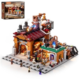 Lumibricks Steampunk Erzfabrik Beleuchtetes Bauset – 3138 Teile Viktorianisches Maschinenmodell mit LED-Lichtern, kompatibel mit Eisenbahnschienen, kreatives Sammlergeschenk für Erwachsene & Kinder - 1