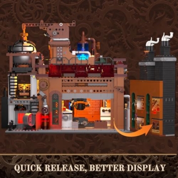 Lumibricks Steampunk Erzfabrik Beleuchtetes Bauset – 3138 Teile Viktorianisches Maschinenmodell mit LED-Lichtern, kompatibel mit Eisenbahnschienen, kreatives Sammlergeschenk für Erwachsene & Kinder - 5