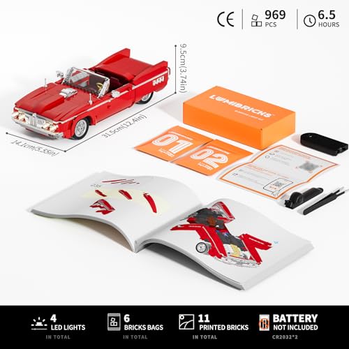 Lumibricks Lowrider „Big Red“ L9093 mit Licht Maße und Anleitung