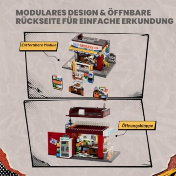 Lumibricks The Bodega Bauset mit LED-Beleuchtung, 618 Teile New Yorker Kiosk- und Lebensmittelgeschäft-Modell für Erwachsene, Modulares Straßenecken-Gebäude, Sammlermodell und Geschenk - 5