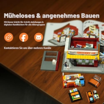 Lumibricks The Bodega Bauset mit LED-Beleuchtung, 618 Teile New Yorker Kiosk- und Lebensmittelgeschäft-Modell für Erwachsene, Modulares Straßenecken-Gebäude, Sammlermodell und Geschenk - 8