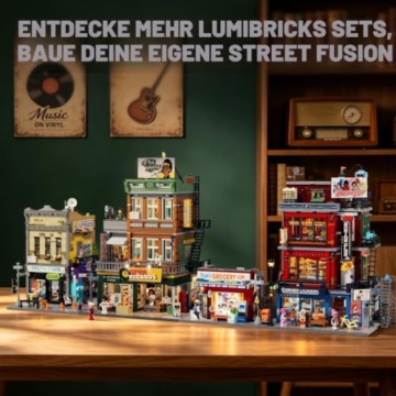 Lumibricks The Bodega Bauset mit LED-Beleuchtung, 618 Teile New Yorker Kiosk- und Lebensmittelgeschäft-Modell für Erwachsene, Modulares Straßenecken-Gebäude, Sammlermodell und Geschenk - 9