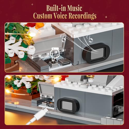 LUMIBRICKS Weihnachts-Pub Bauset mit LED-Beleuchtung und Soundmodul, 2142 Teile Weihnachtsdorf-Modell für Erwachsene, Modulares Gebäude mit Licht- und Musikeffekten - 3